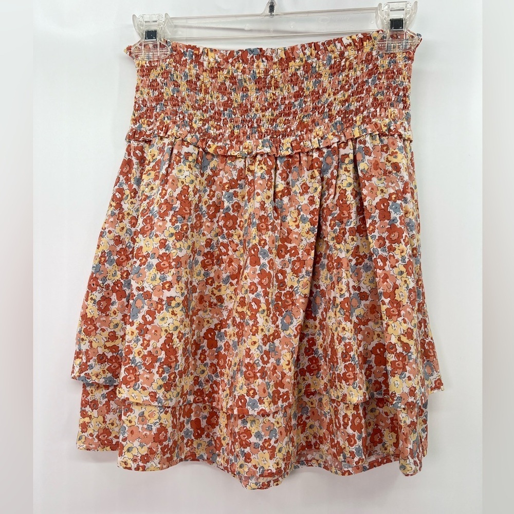 Rails Addison Floral Wildflower Pink Orange Ruffled Mini Skirt XS Extra Small - Picture 8 of 14